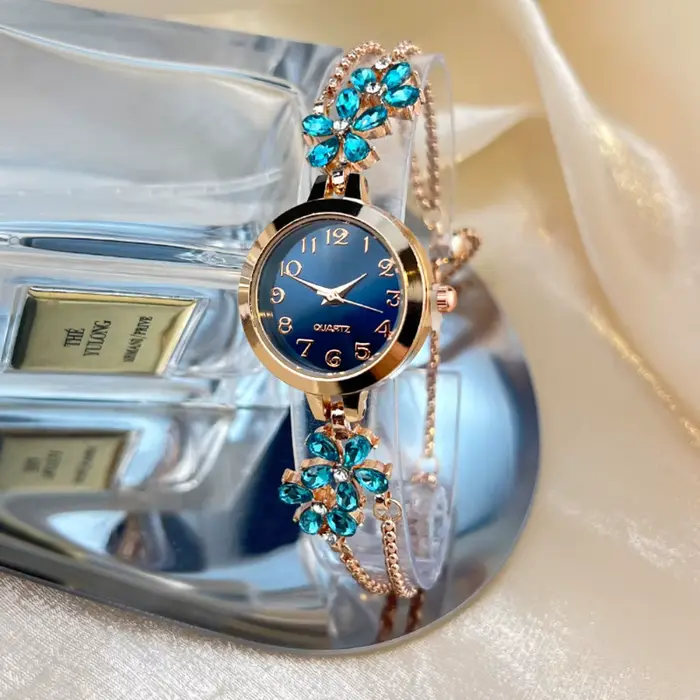 Nouvelle fleur strass montres Bracelet réglable