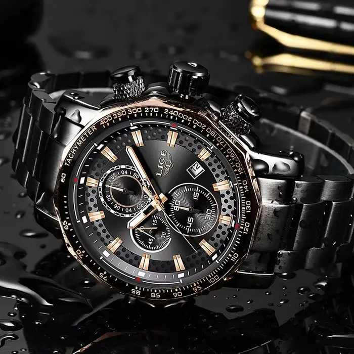 Nouveau Sport Chronographe Hommes Montres Top Marque De Luxe En Acier Plein Quartz Horloge Étanche Grand Cadran Montre