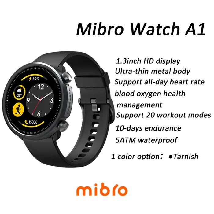 Mibro A1 montre intelligente édition mondiale sang oxygène moniteur de fréquence cardiaque 5ATM étanche mode Bluetooth
