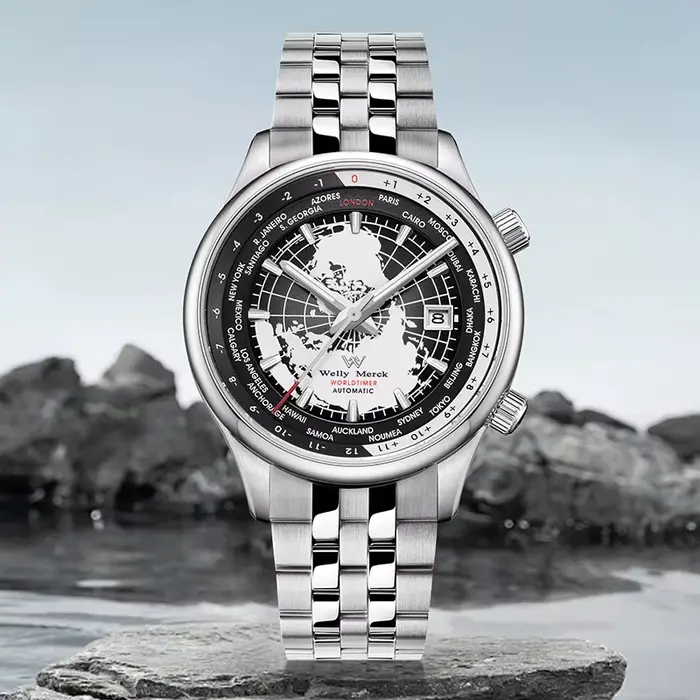 Montre WM057 Mécanique Hommes Haute Qualité Saphir Heure Mondiale Occasions Spéciales Argent Bleu Ciel Bleu Multicolore Or Violet Noir