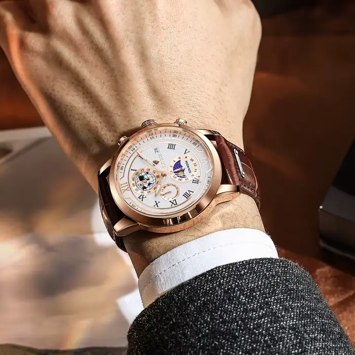 LIGE luxe homme montre-bracelet étanche lumineux chronographe montre pour hommes bracelet en cuir