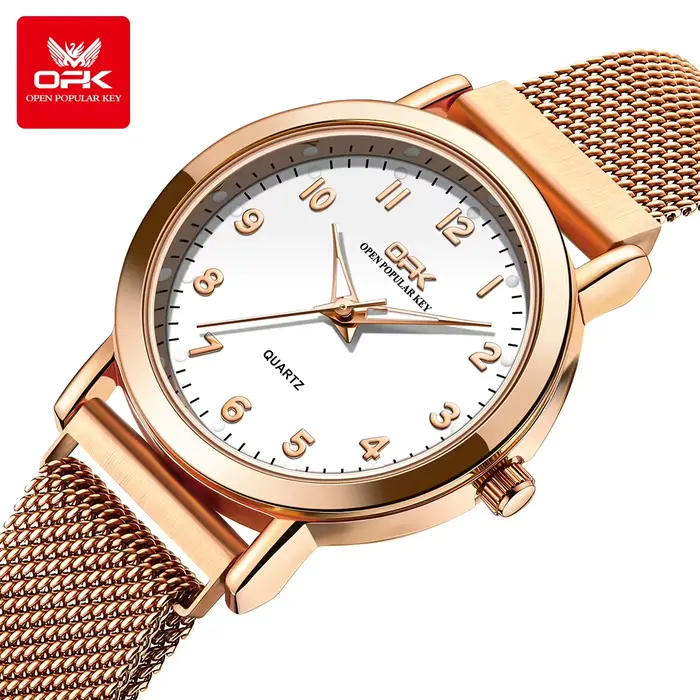 OPK 8115 femmes montre mode affaires Simple en acier inoxydable maille ceinture étanche lumineux