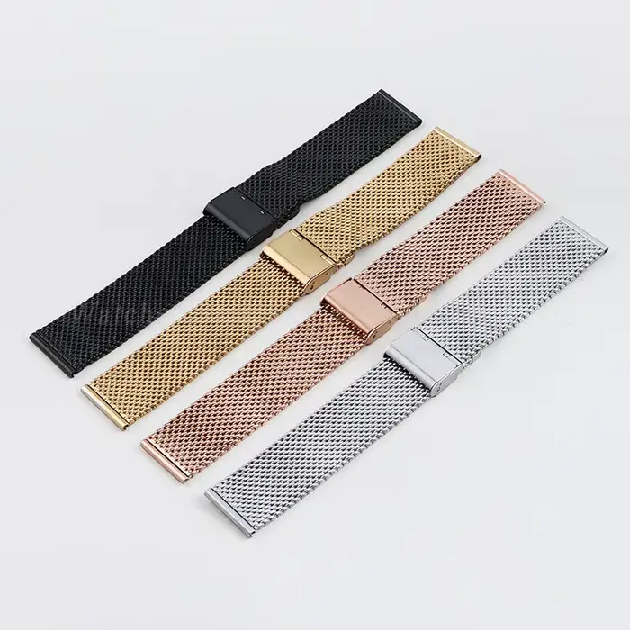 Bracelet de montre milanais universel en acier inoxydable pour homme et femme avec fermeture en acier inoxydable pour montres de luxe et marques populaires différentes couleurs et tailles