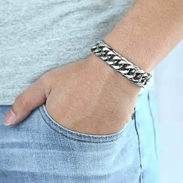 Bracelet à maillons cubains en acier inoxydable 316L