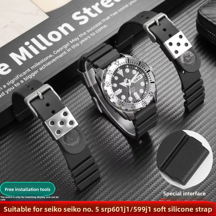 Bracelet de montre en caoutchouc pour montre traditionnelle, élégant et résistant à l'eau, pour homme, occasions spéciales et tous les jours