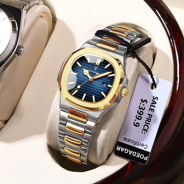 POEDAGAR montre carrée de luxe pour femme étanche lumineux Date dames
