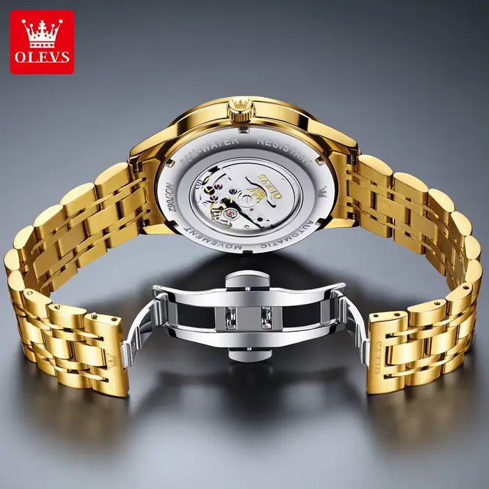 OLEVS affaires or hommes montres haut de gamme de luxe automatique montre mécanique