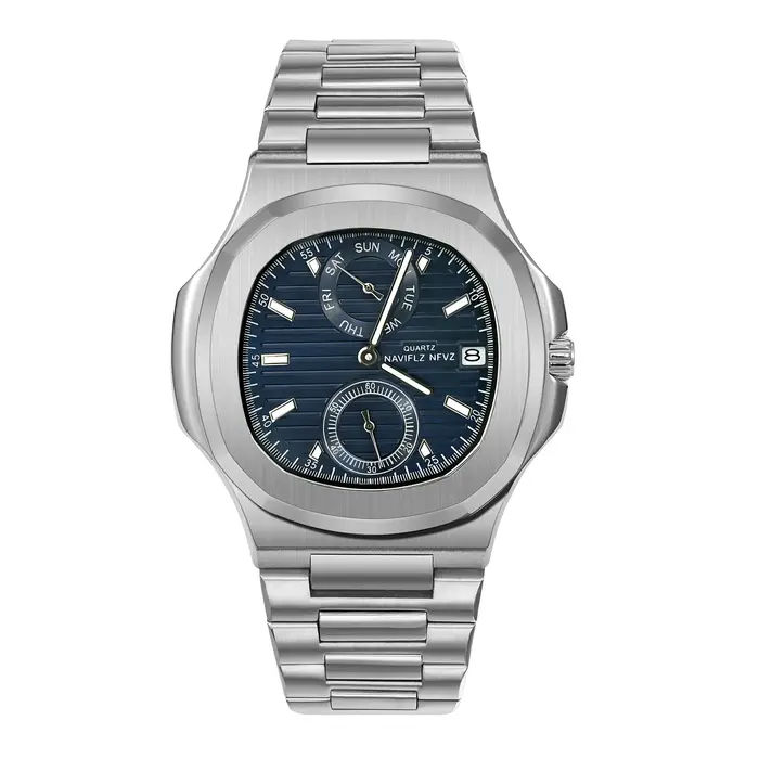 Montre NAVIFLZ NFVZ en acier inoxydable avec mouvement quartz pour hommes, résistante à l'eau, multicolore, pour occasions spéciales et activités sportives