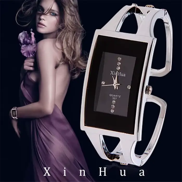 Femmes Bracelet montre exquise Quartz montre-Bracelet cristal mode argent élégant horloge en acier inoxydable Mujer