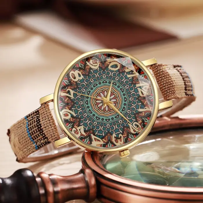 Montre à quartz pour femmes avec cadran arabe vintage