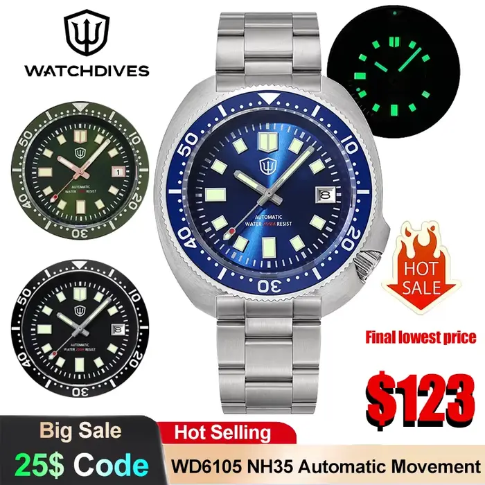 Montre de Plongée Vintage en Acier Inoxydable PVD avec Mouvement Automatique NH35A pour Hommes Occasions Spéciales Plongée