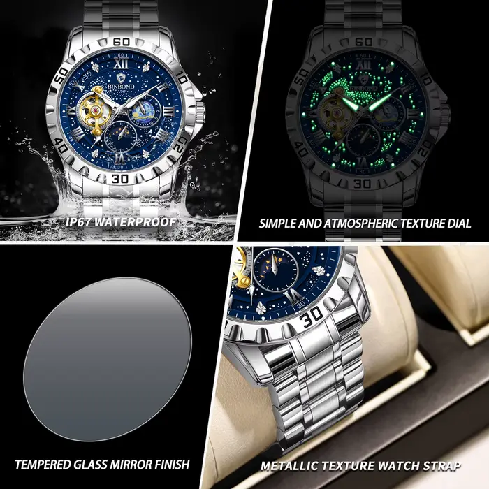 Montre-bracelet mécanique de luxe pour homme BINBOND