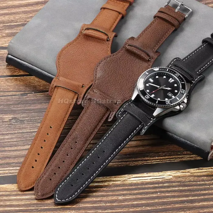 Bracelet de montre en cuir véritable pour Omega et Seiko 18mm 20mm 22mm vintage pour femmes et hommes occasion spéciale