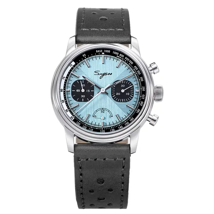 Sugess-Montre-bracelet pilote pour homme, chronographe ST1906, mouvement à remontage manuel, saphir 