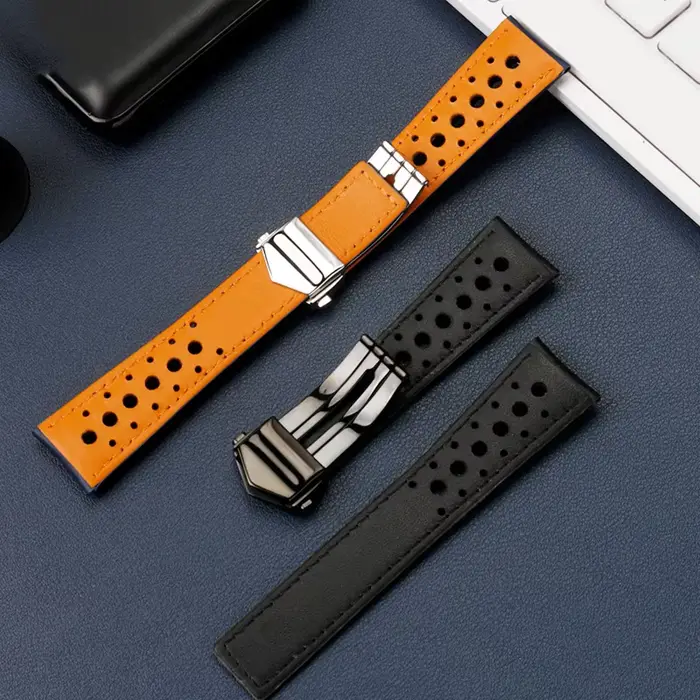 Bracelet de montre-bracelet en cuir véritable pour homme