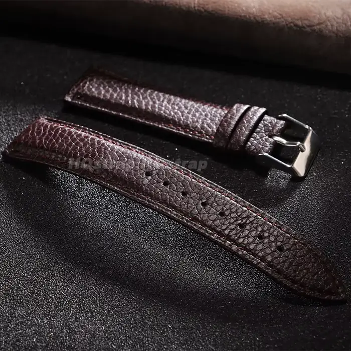 Bracelet de montre en cuir grainé litchi 10/12/14/16/18/20/22mm à dégagement rapide