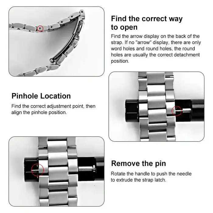 Outil de réparation de bracelet de montre en métal réglable pour Apple et Samsung