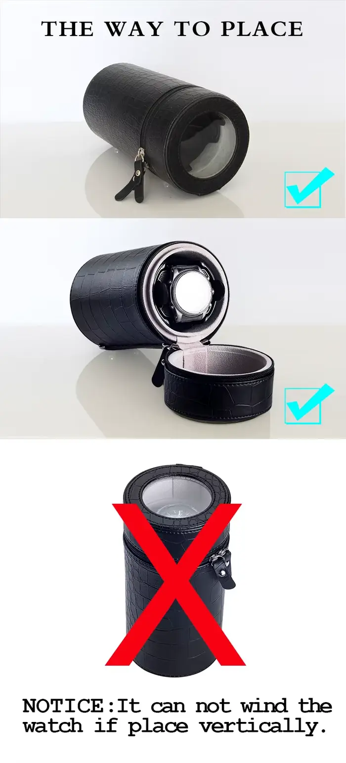 Remontoir de Montre Automatique Portable Boîte en Cuir PU Design Élégant Pour Collectionneurs Montres Voyage Occasionnels