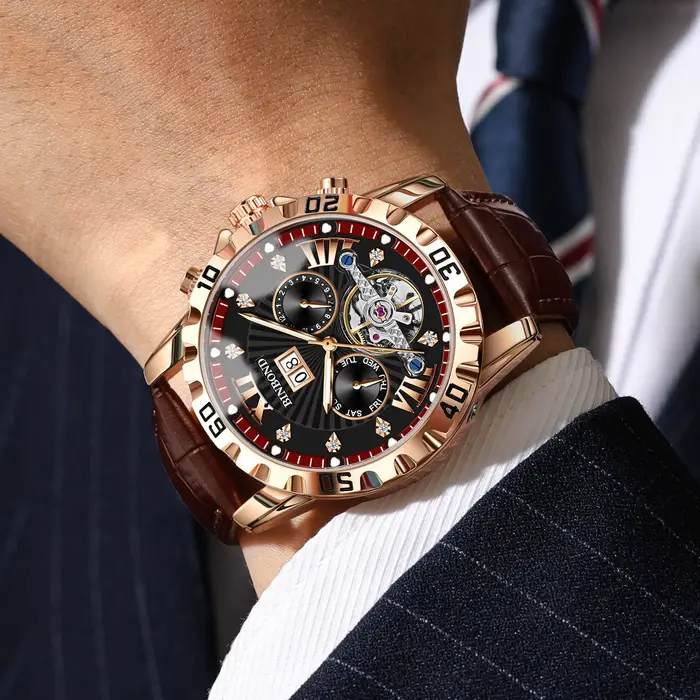 Montres mécaniques automatiques tourbillon BINBOND pour hommes