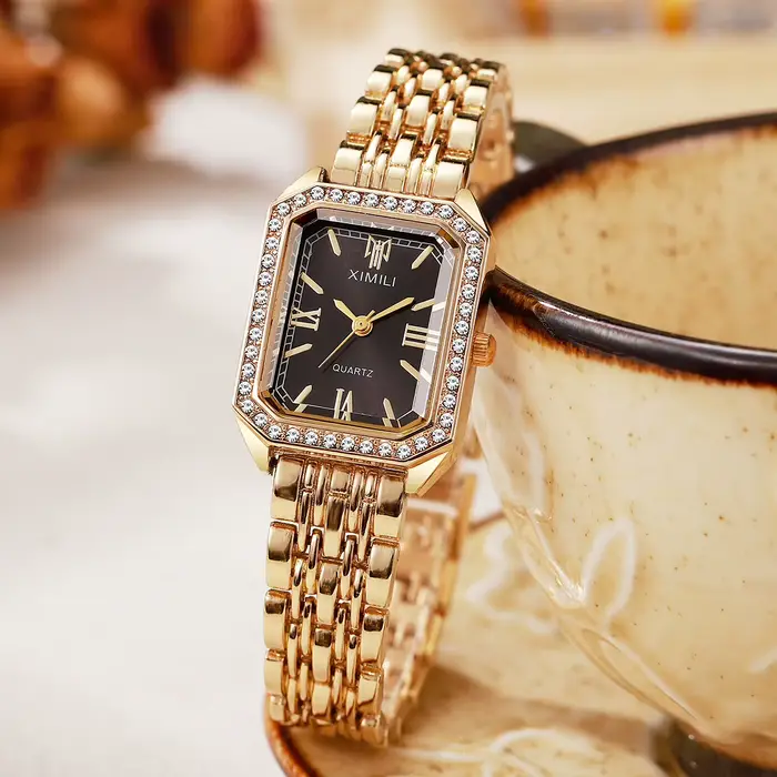 Montre de luxe haut de gamme pour femmes élégante à la mode avec mouvement quartz résistant aux chocs bracelet en acier inoxydable pour diverses occasions