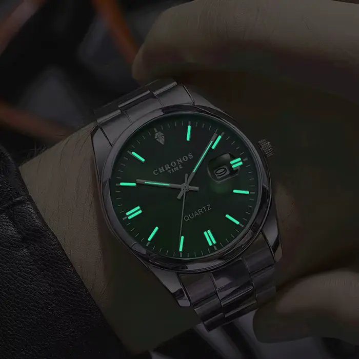 CHRONOS Top marque de luxe homme montre-bracelet étanche lumineux Date hommes montres en acier inoxydable Quartz montre