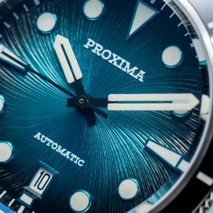 Montre automatique Proxima édition limitée pour hommes plongeur avec bracelet en cuir et cristal de saphir lumineux occasions spéciales