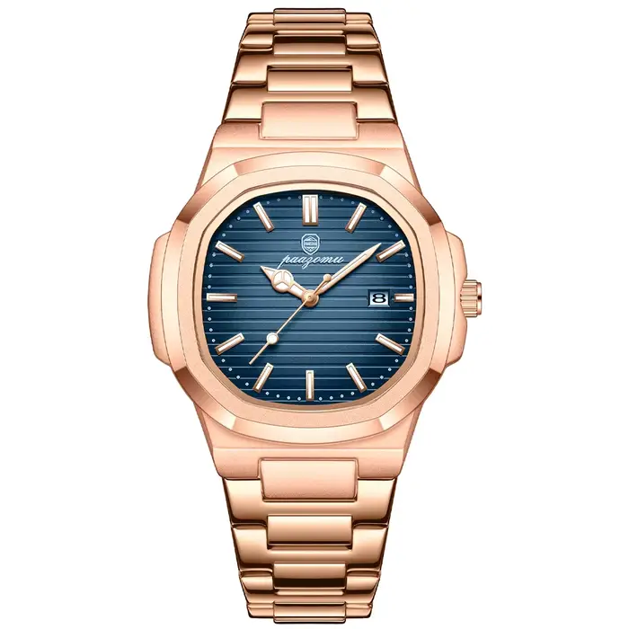 Paazomu Montres pour hommes Montres analogiques à quartz en acier inoxydable pour hommes Montre clas