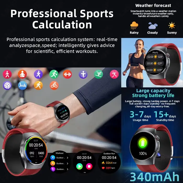 Montre connectée LIGE avec suivi de la santé, moniteur de fréquence cardiaque, ECG, tracker de fitness et sommeil, pour femmes et hommes, occasion sportive ou quotidienne