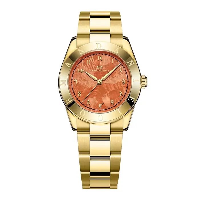 Montre à quartz pour femme Daniel Gorman Dopamine Series - Bracelet doré Cadran coloré Cadeau de lux