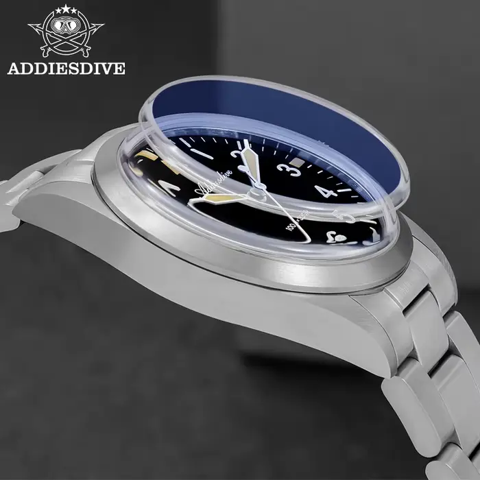 ADDIESDIVE 36mm AD2502 montre pour hommes 100M étanche en alliage de titane VH31 mouvement bulle miroir verre lumineux montres à Quartz