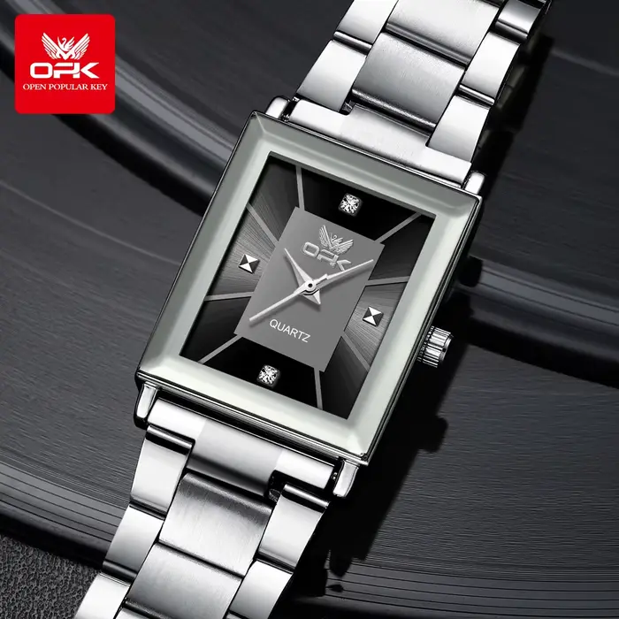 Montre-bracelet OPK 6029 en acier inoxydable avec affichage de la date et résistance à l'eau pour hommes occasions spéciales