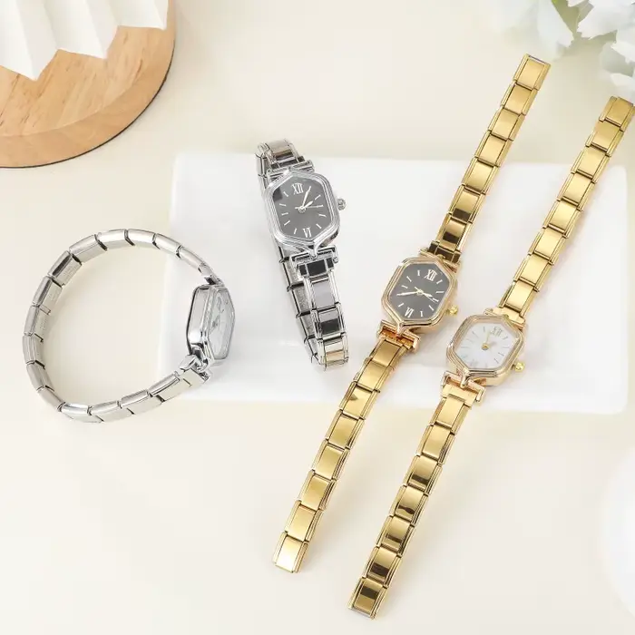 Montre carrée en acier inoxydable pour hommes et femmes