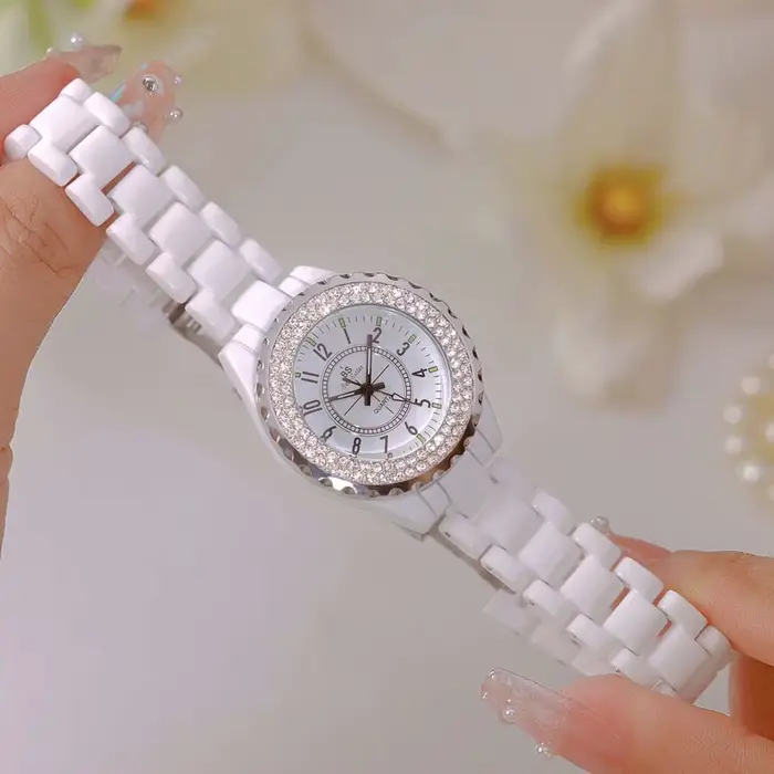 Montre Quartz Céramique BS Bee Sister Elégante Résistante à L'Eau Pour Femmes Occasions Spéciales