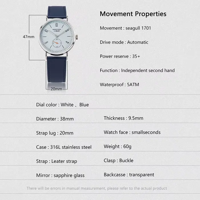 SEESTERN montre pour hommes pour affaires automatique ST1701 mouvement étanche montres mécaniques saphir cristal Ultra mince horloge