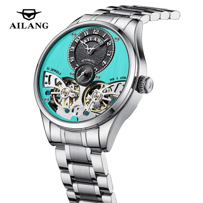 AILANG 2026 nouvelle montre de luxe Double Tourbillon hommes montres mécaniques en acier inoxydable