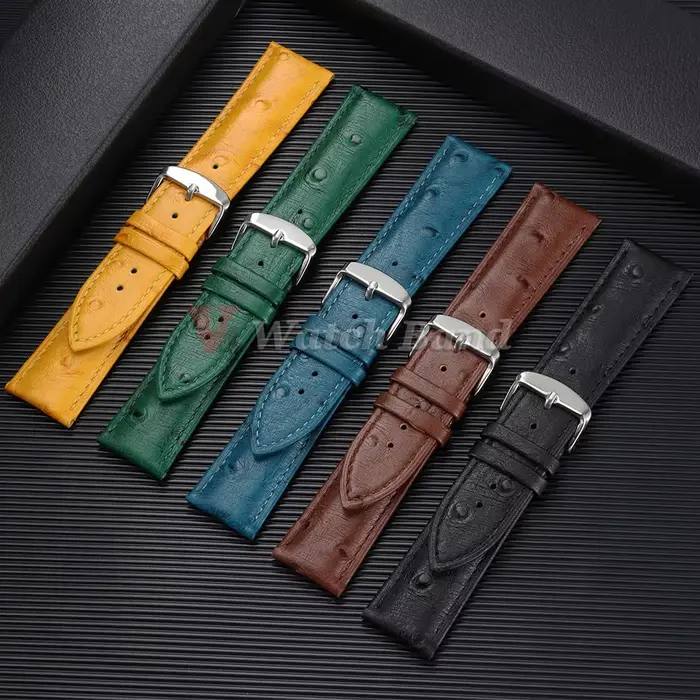 Bracelet de montre nxalp souple motif autruche en cuir pour montres Samsung Huawei occassions spéciales femmes hommes