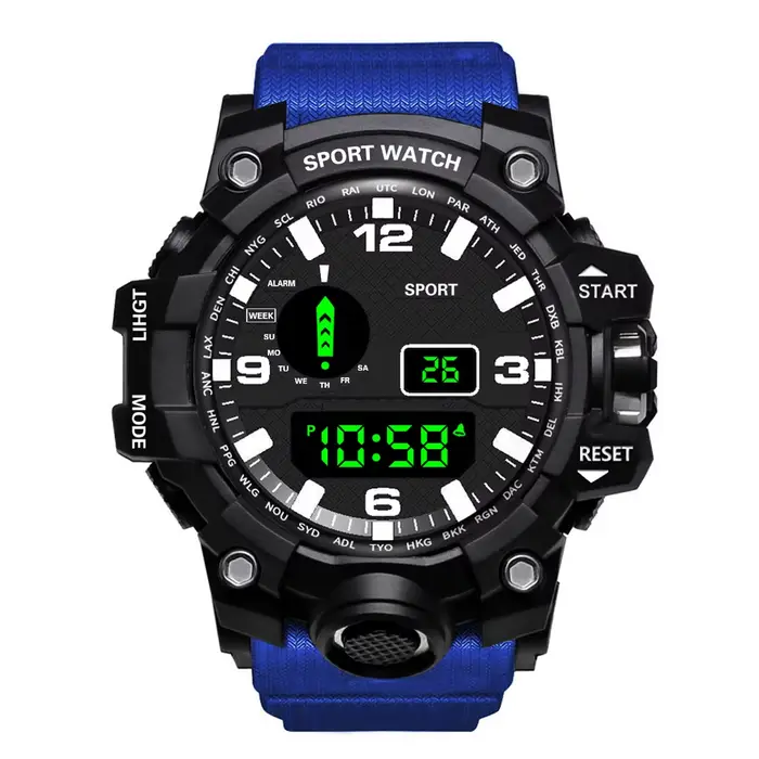 Montre pour hommes mode sport montre-bracelet électronique grand cadran multifonctionnel étanche ala