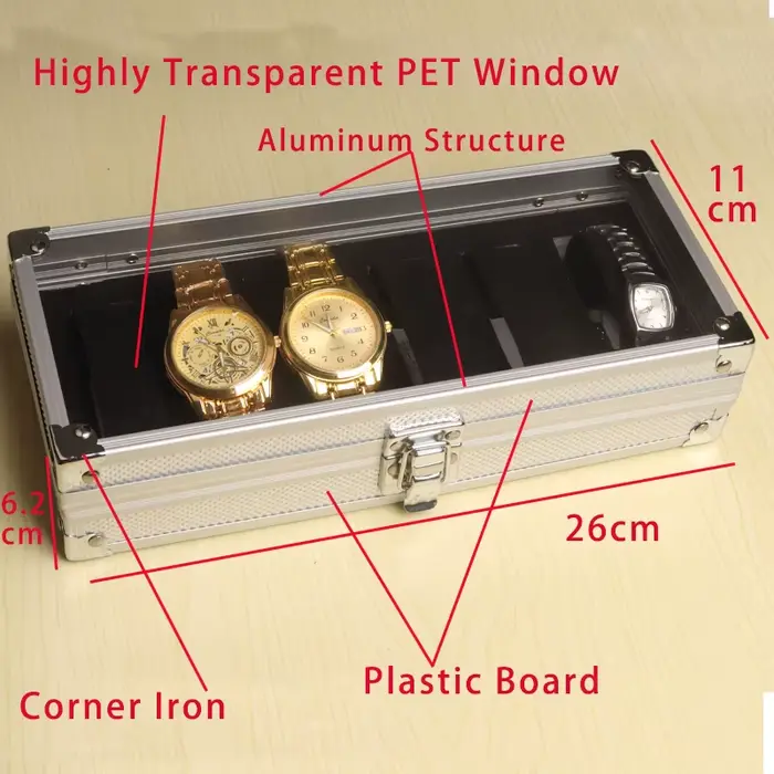 Boîte de rangement pour montres en aluminium
