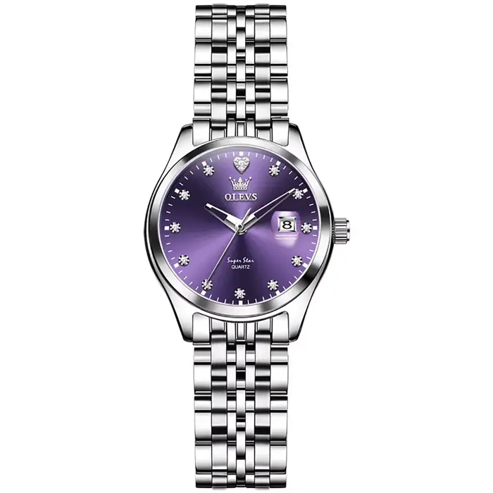 Montres à cadran violet diamant pour femmes