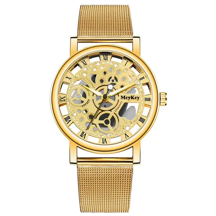 Montre mécanique à cadran creux pour femmes, nouvelle mode, en maille métallique, à Quartz, pour cad