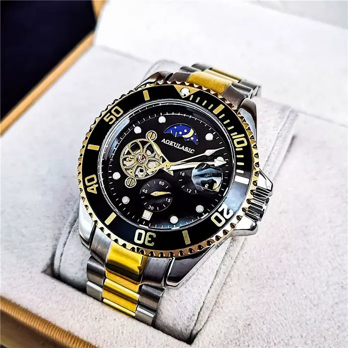 Montres mécaniques squelette à phase lunaire Tourbillon