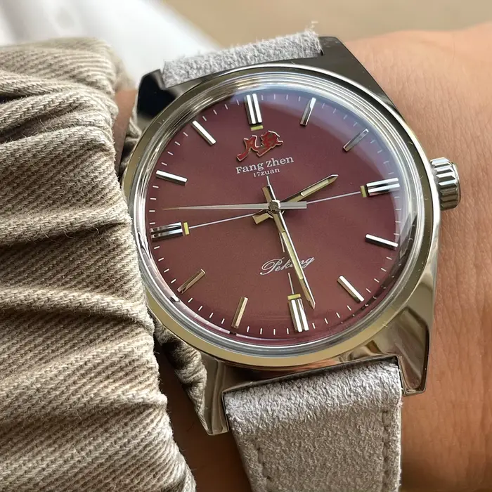 Montre mécanique Merkur à remontage manuel, bracelet en acier inoxydable, cadran bleu bébé, montre vintage pour hommes occasions spéciales