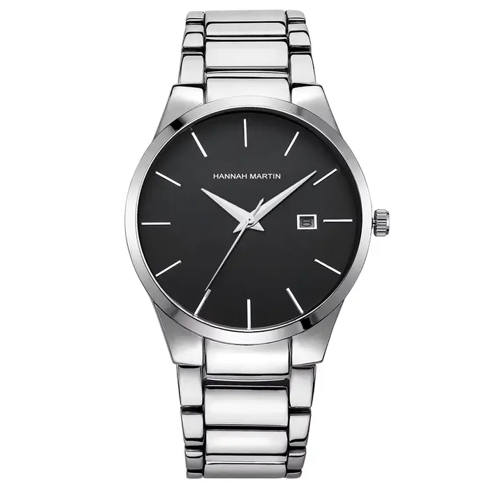 Montre à Quartz en Acier Inoxydable Noir pour Homme et Femme, Horloge Décontractée, Minimaliste, Cad