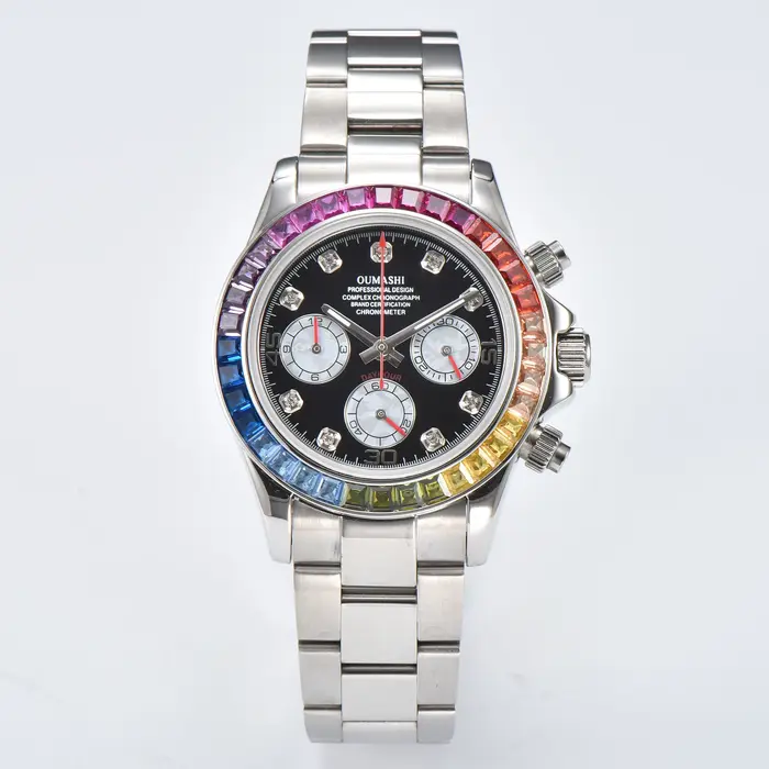Montre chronographe VK63 pour hommes, verre saphir, boîtier étanche en acier inoxydable, boîtier sol