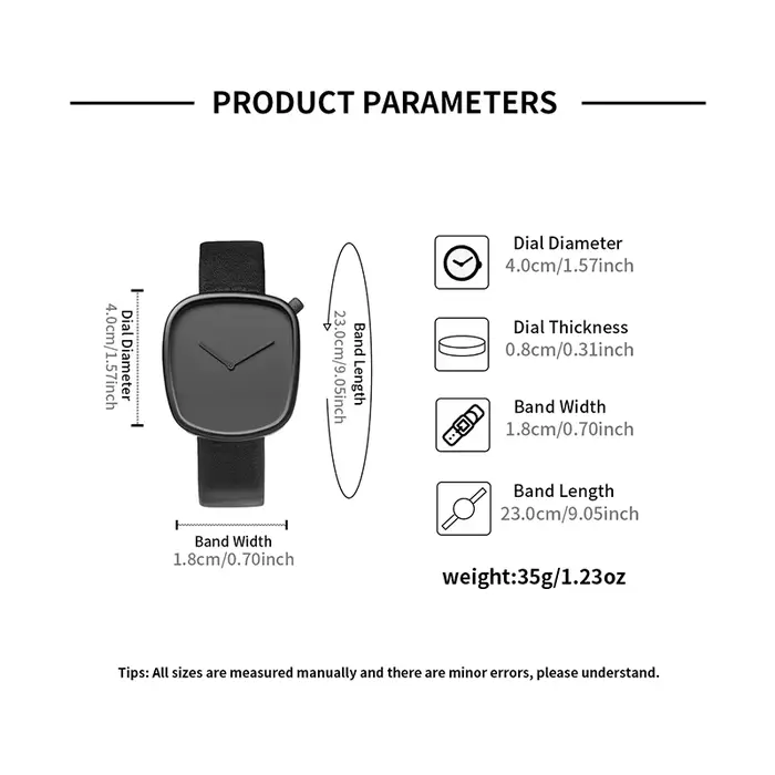 TOMI montre minimaliste hommes carré mode Ultra mince
