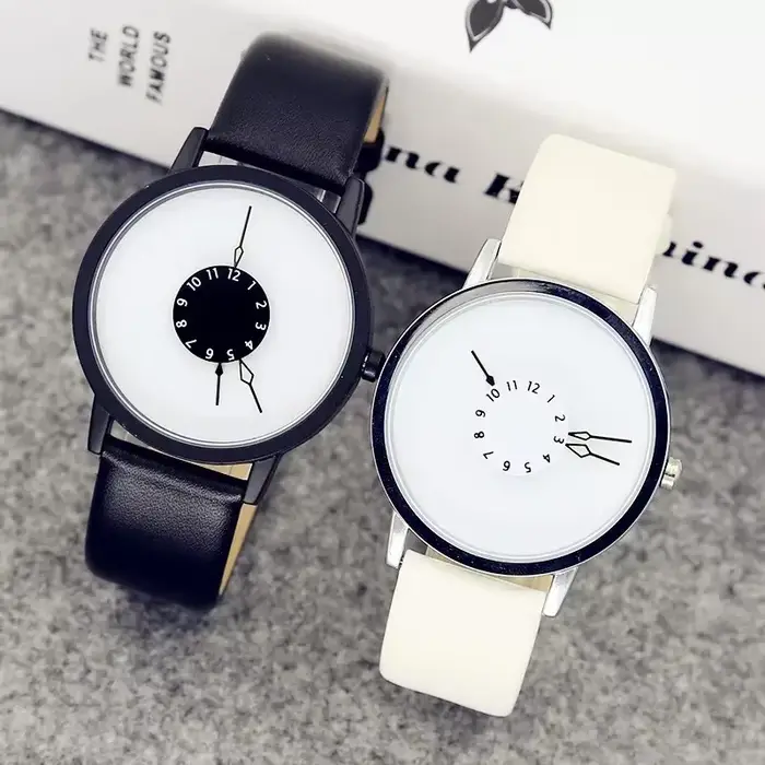 Couple décontracté montres à Quartz bracelet en cuir montre analogique montre-bracelet pour femmes hommes élégant créatif cadran numérique horloge Relogio