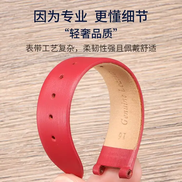 Bracelet en cuir véritable cranté Grain de Soie pour Montres Traditionnelles Femmes Occasions Spéciales Abricot Beige Blanc Bleu Blanc Bleu Clair Jaune