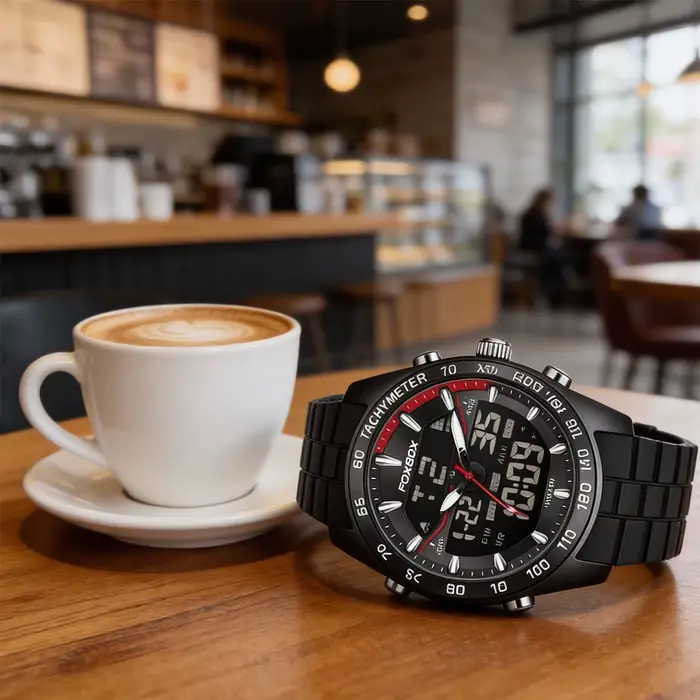 Montre numérique électronique de luxe FOXBOX pour hommes