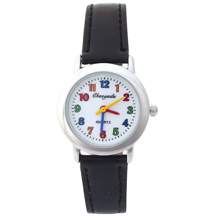 Montre en cuir à cadran coloré pour enfants adolescents filles garçons occasionnels spéciales