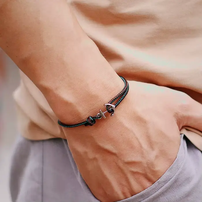 Bracelet ancre à la mode pour hommes, avec cordons ethniques, réglable, fait à la main, Premium, bij